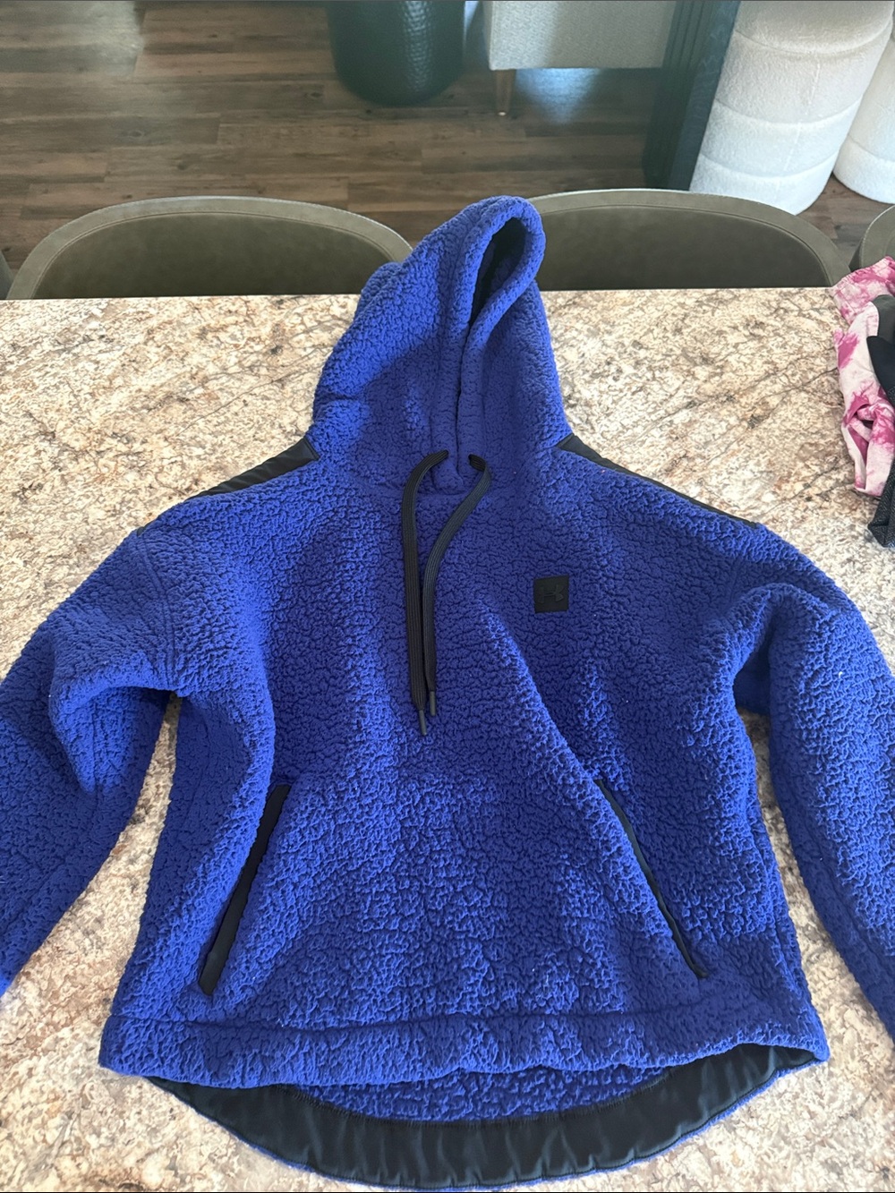 Under Armour Navy Plush Sherpa Pullover with Logo Patch